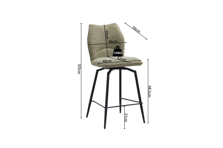 Chaise de bar "Lara" pivotante en tissu - Image 11