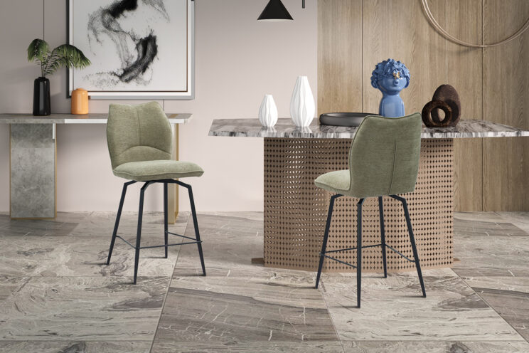 Chaise de bar "Lara" pivotante en tissu - Image 2