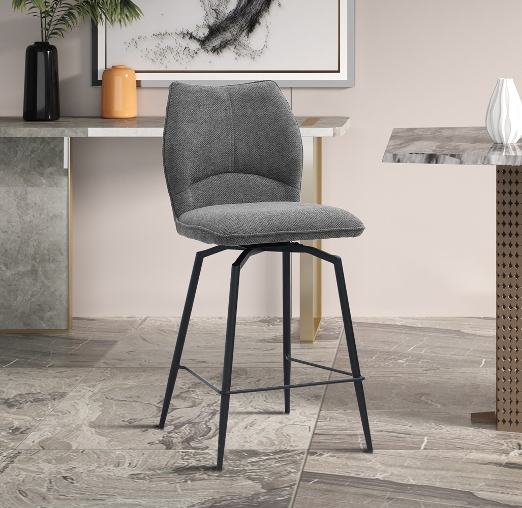 Chaise de bar "Lara" pivotante en tissu