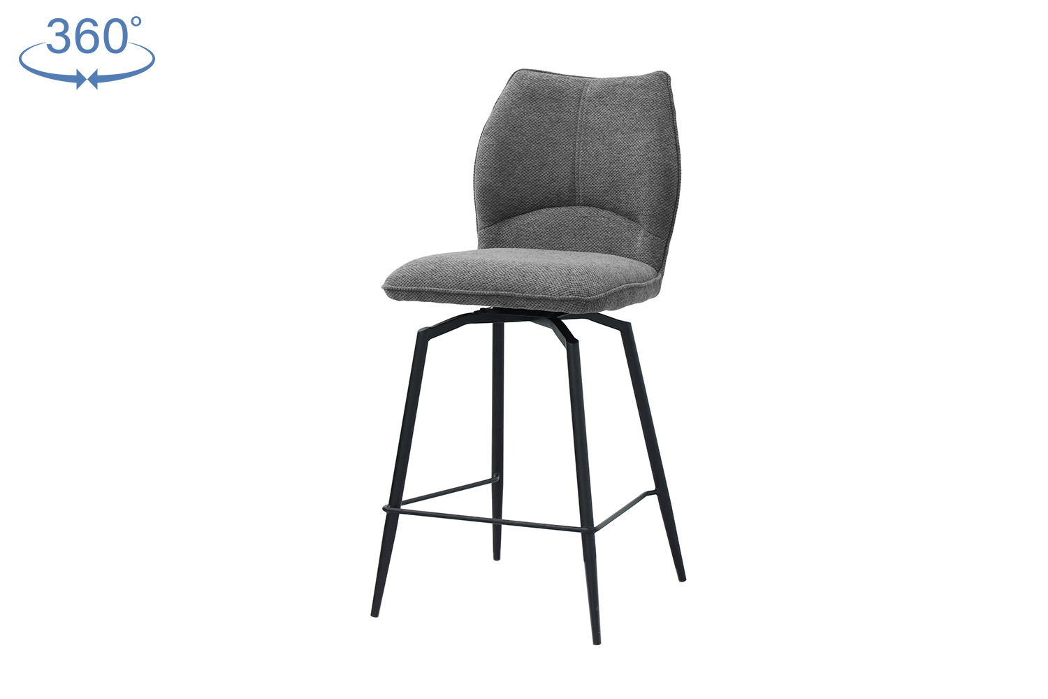 Chaise de bar "Lara" pivotante en tissu - Image 3