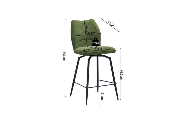 Chaise de bar "Lara" pivotante en tissu - Image 11