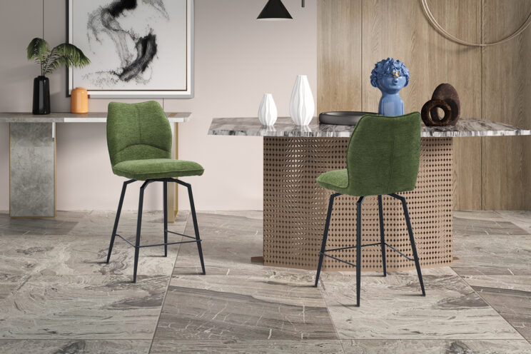 Chaise de bar "Lara" pivotante en tissu - Image 2