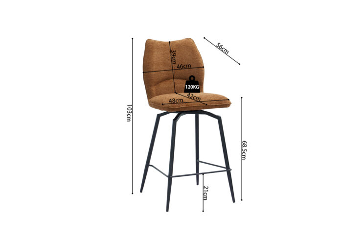 Chaise de bar "Lara" pivotante en tissu - Image 10