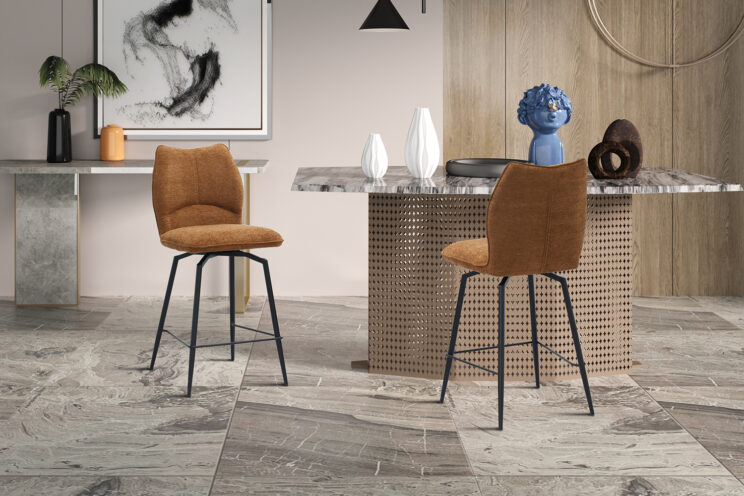 Chaise de bar "Lara" pivotante en tissu - Image 2