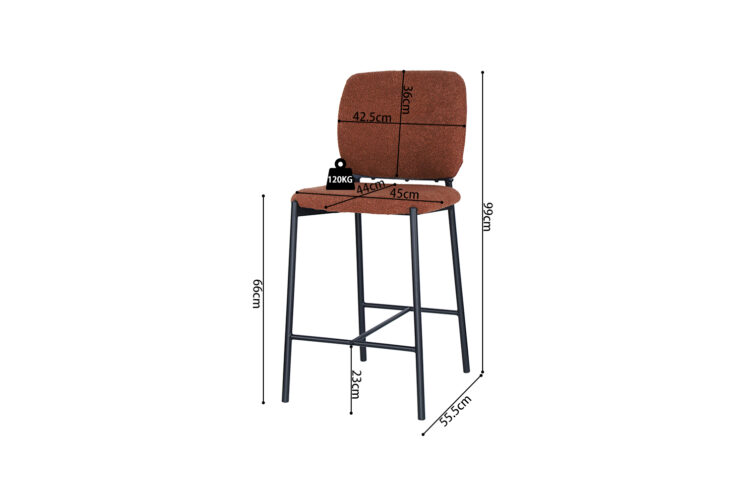 Chaise de bar en tissu " Sophia" - Image 11