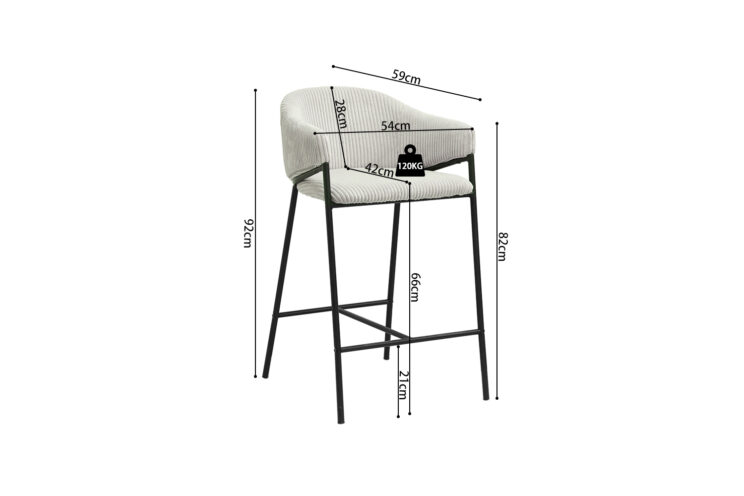 Chaise de bar en velours côtelé "Hugo" - Image 11