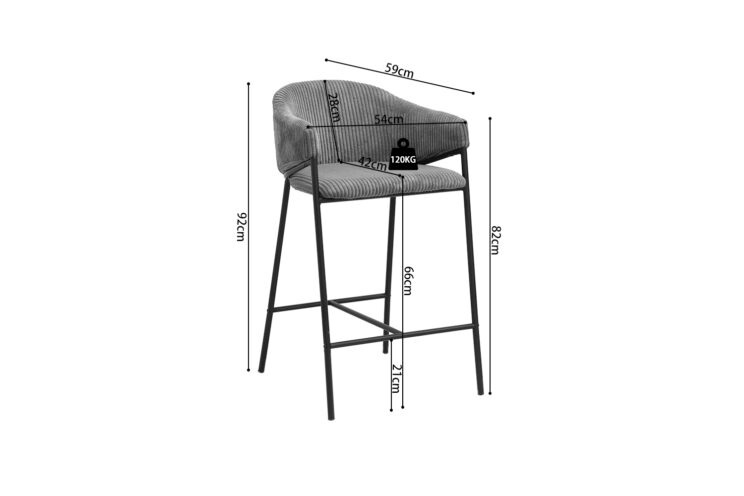 Chaise de bar en velours côtelé "Hugo" - Image 11