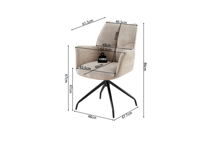 Chaise en tissu pivotante "Lamor" - Image 9
