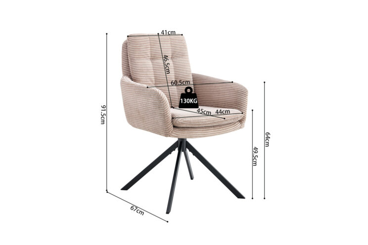 Chaise en velours côtelé pivotante "Luna" - Image 10