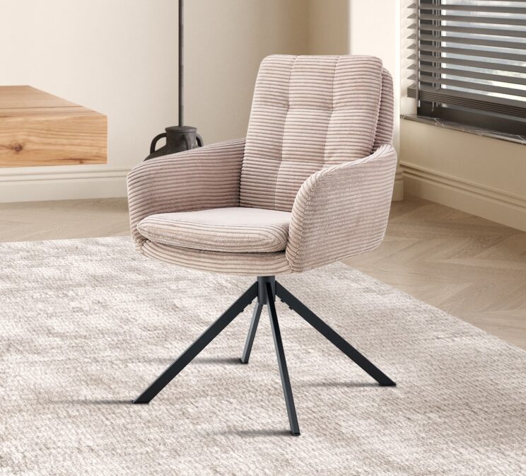 Chaise en velours côtelé pivotante "Luna"