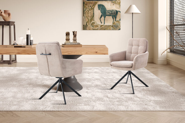 Chaise en velours côtelé pivotante "Luna" - Image 2