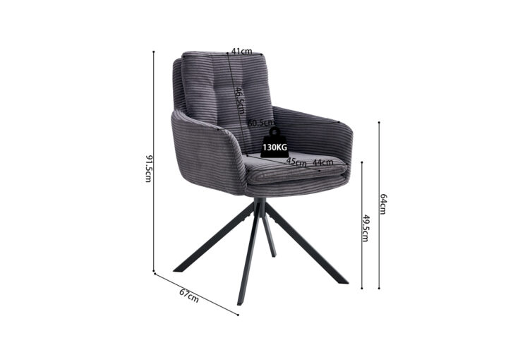 Chaise en velours côtelé pivotante "Luna" - Image 10