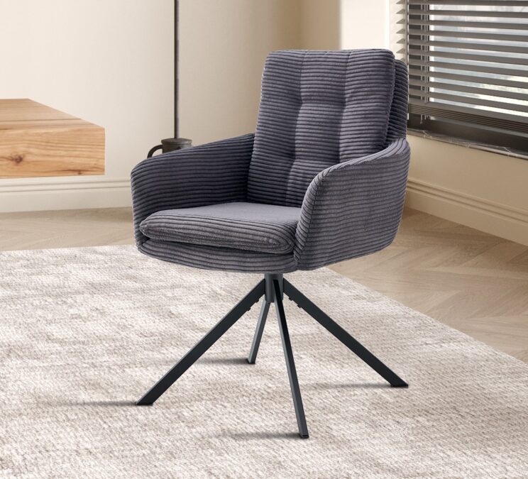 Chaise en velours côtelé pivotante "Luna"