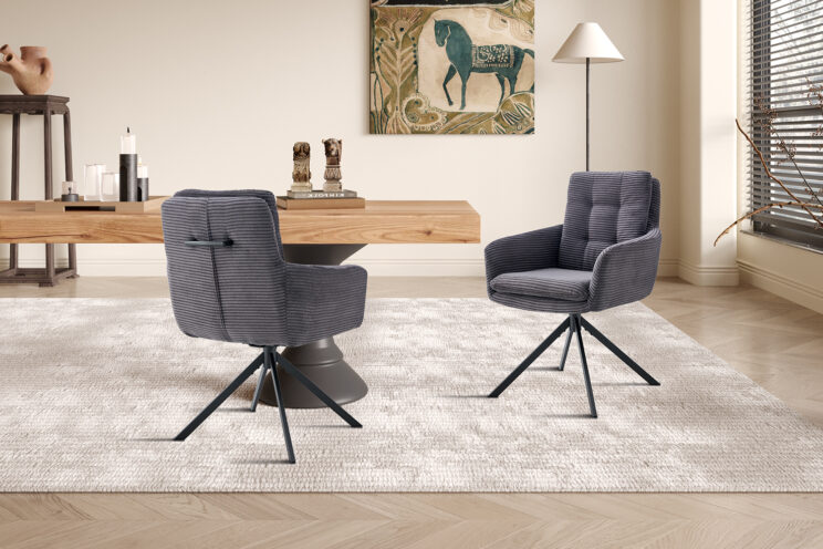 Chaise en velours côtelé pivotante "Luna" - Image 2