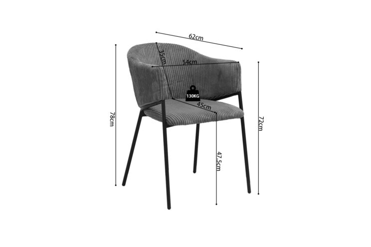 Chaise en velours côtelé "Hugo" - Image 11