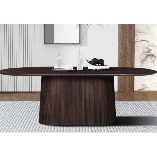 Table 'Miguel' 200 cm Ovale en bois de manguier brun foncé