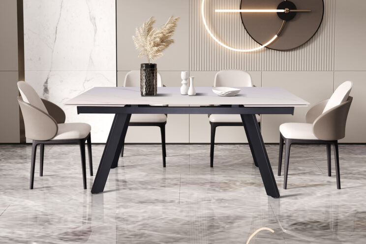 Table extensible 'Hera' 160-240 cm Rectangulaire Blanc Pierre