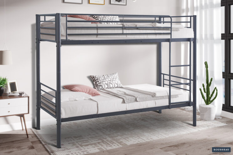 Lit superposé 'Sammy' 90x200 divisible métal gris foncé