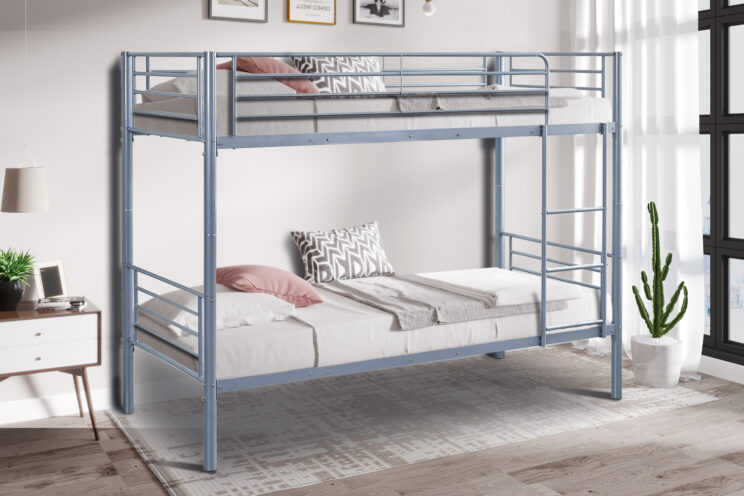 Lit superposé 'Sammy' 90x200 divisible métal gris clair
