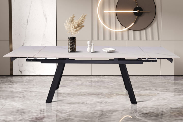 Table extensible 'Hera' 160-240 cm Rectangulaire Blanc Pierre - Image 2