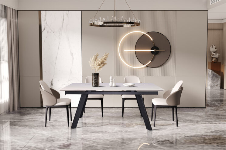 Table extensible 'Hera' 160-240 cm Rectangulaire Blanc Pierre - Image 3