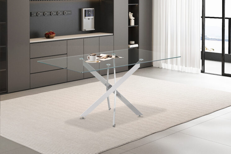 Table en verre pieds chromés "Lasi" - Image 2