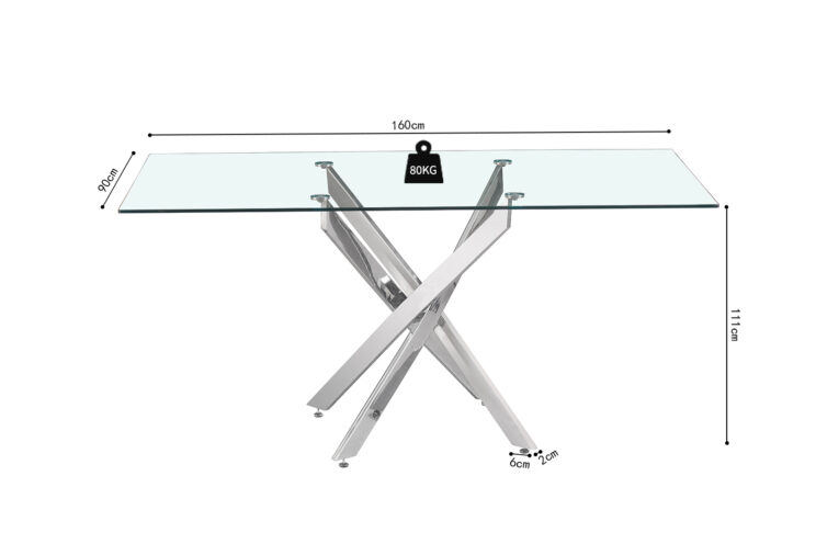 Table en verre pieds chromés "Lasi" - Image 7