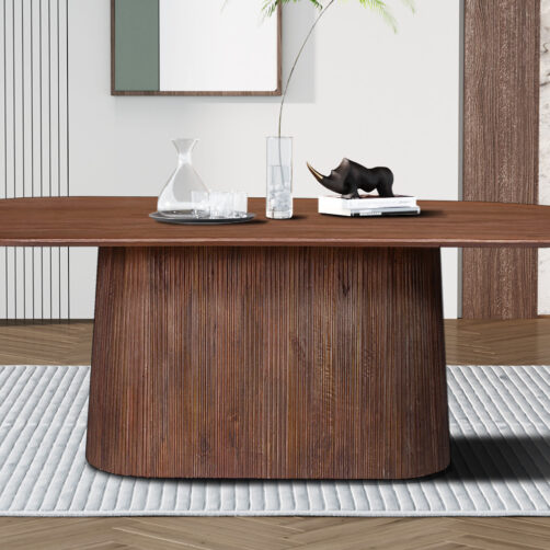 Table 'Miguel' 230 cm Ovale en bois de manguier Marron clair (2c)