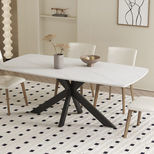 Table 'Apollo' 180 cm ovale en pierre blanche danoise