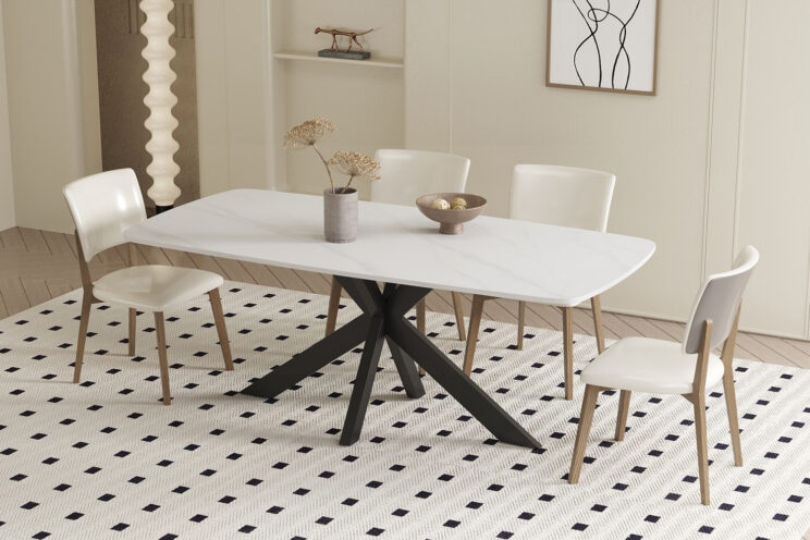 Table 'Apollo' 180 cm ovale en pierre blanche danoise