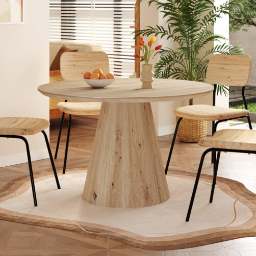 Table 'Tigo' 120 cm Ronde Décor Chêne Ancien