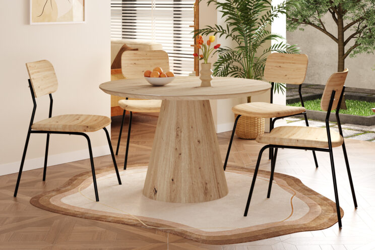 Table 'Tigo' 120 cm Ronde Décor Chêne Ancien