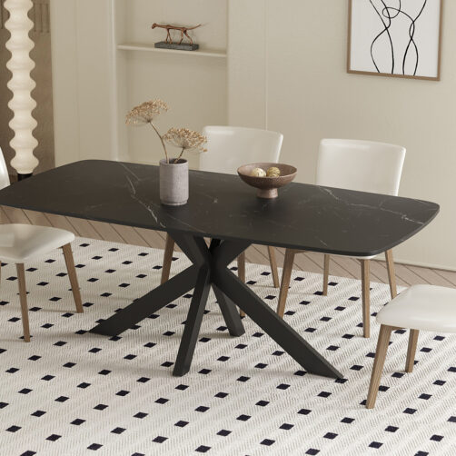 Table 'Apollo' 180 cm ovale en pierre noire danoise