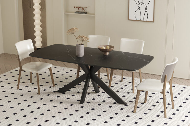 Table 'Apollo' 180 cm ovale en pierre noire danoise