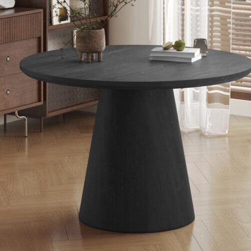 Table 'Miklos' 120 cm Ronde Décor Brun Foncé