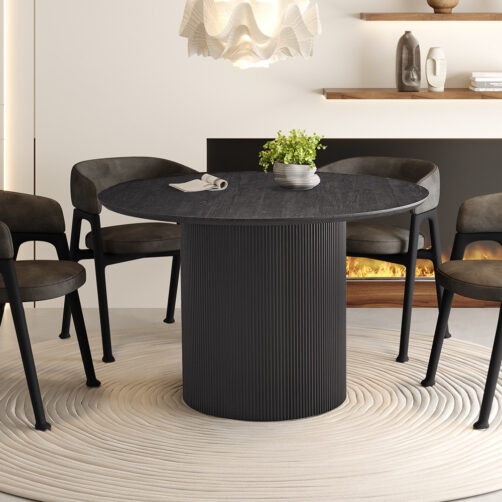 Table 'Lagos' 120 cm Ronde Décor Foncé Brun