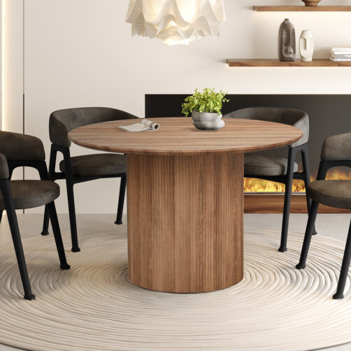 Table 'Lagos' 120 cm Ronde Décor Chêne Ancien