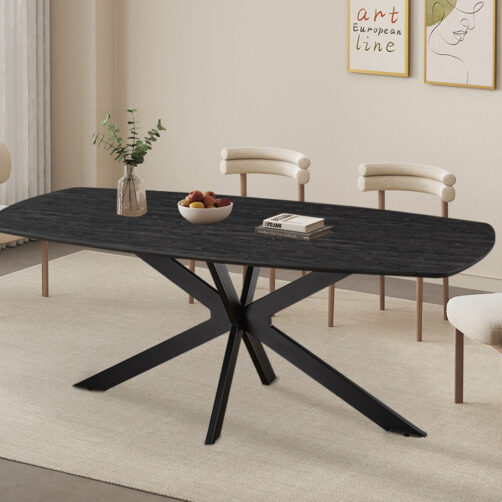 Table 'Aziz' 200 cm ovale en décor bois de chêne foncé