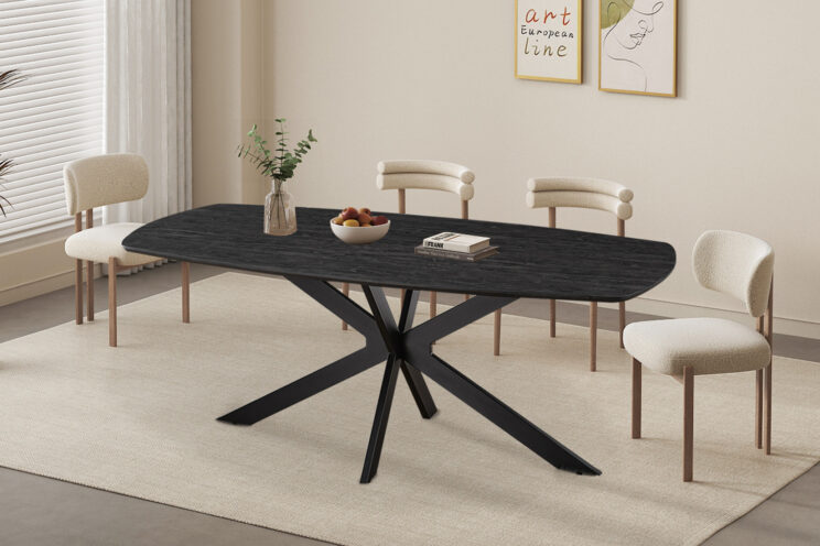 Table 'Aziz' 200 cm ovale en décor bois de chêne foncé