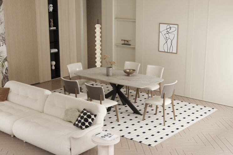 Table 'Apollo' 180 cm ovale en pierre brillante beige shakespearienne danoise - Image 2