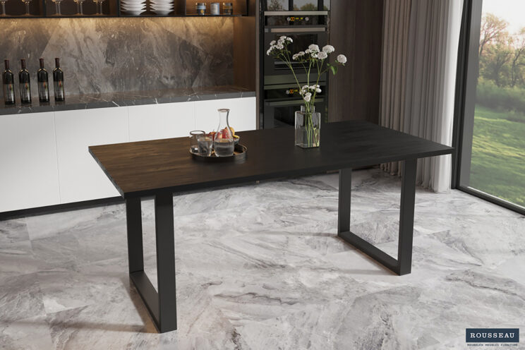Table 'Nicola' 180 cm Rectangulaire en bois de manguier noir - Image 2