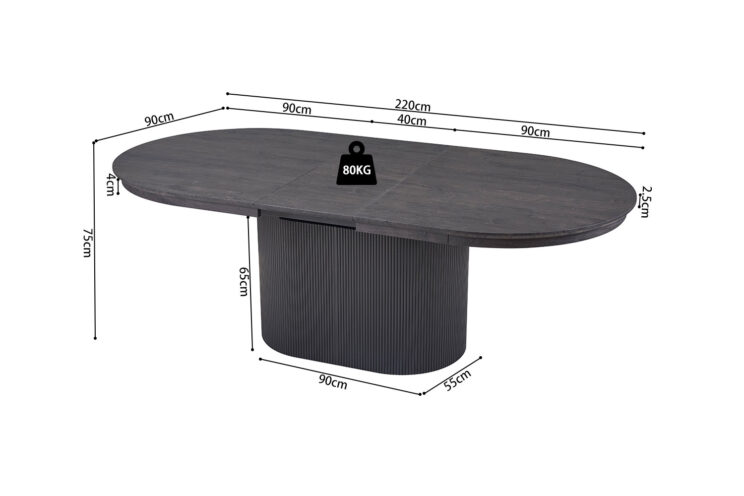 Table extensible 'Lagos' 180-220 cm Ovale Décor brun foncé - Image 10