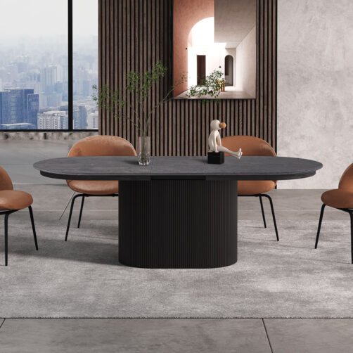 Table extensible 'Lagos' 180-220 cm Ovale Décor brun foncé