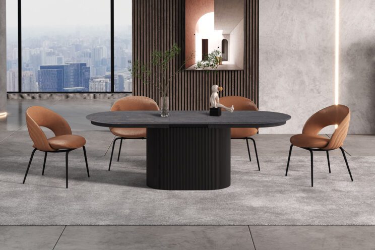Table extensible 'Lagos' 180-220 cm Ovale Décor brun foncé