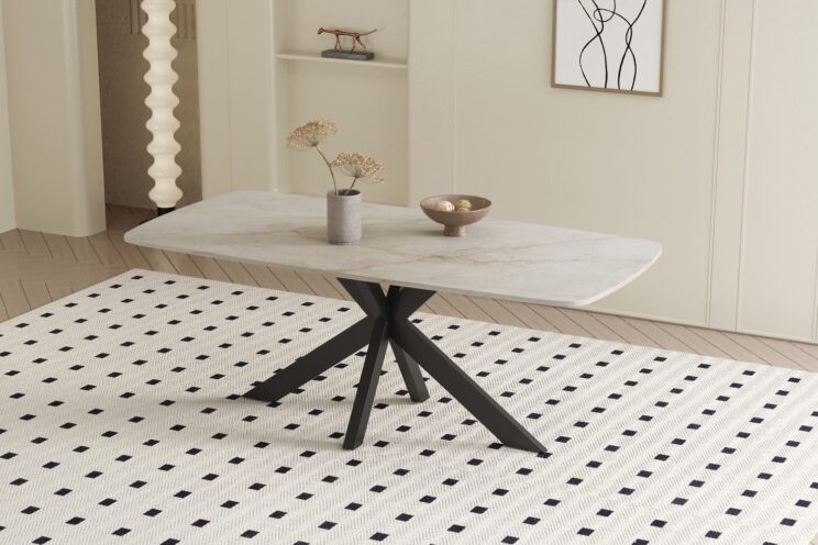 Table 'Apollo' 180 cm ovale en pierre brillante beige shakespearienne danoise - Image 3