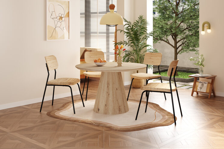 Table 'Tigo' 120 cm Ronde Décor Chêne Ancien - Image 3