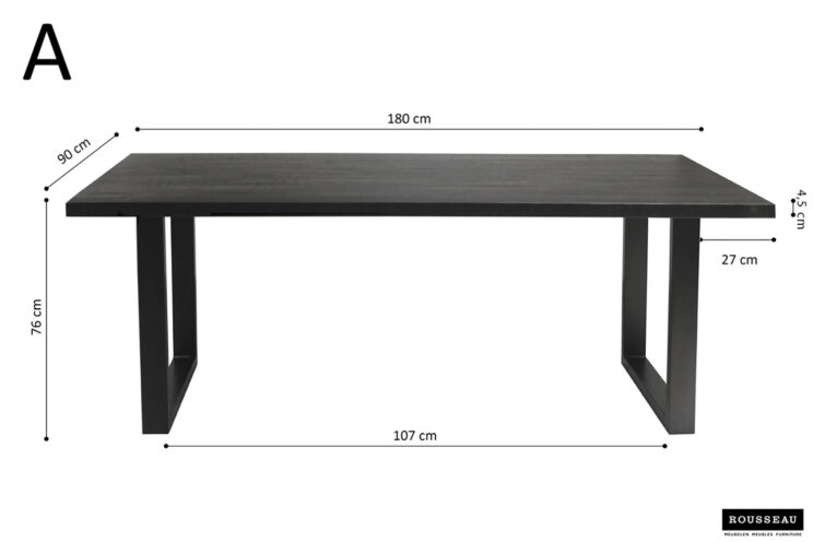 Table 'Nicola' 180 cm Rectangulaire en bois de manguier noir - Image 6