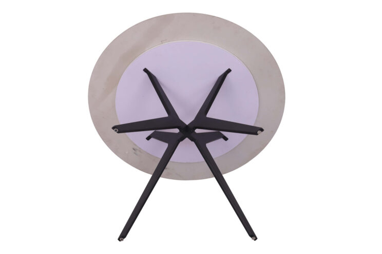 Table 'Apollo' 110 cm Ronde en Pierre Brillante Blanc marbré - Image 6