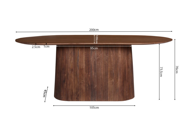 Table 'Miguel' 200 cm Ovale en bois de mangue brun clair (2c) - Image 6