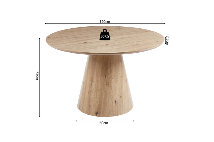 Table 'Tigo' 120 cm Ronde Décor Chêne Ancien - Image 7